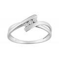 Anel em ouro branco de 18K com 3 diamantes 0.01ct