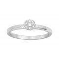 Anel em ouro branco de 18K forma de flor e diamante 0.15 ct