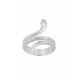 Sortija de plata rodiada con figura de serpiente enroscada