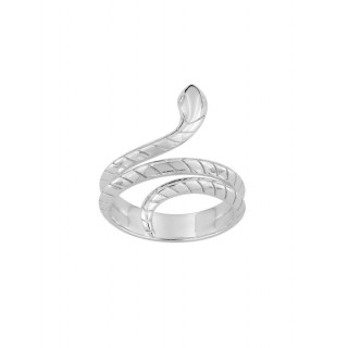 Sortija de plata rodiada con figura de serpiente enroscada