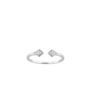 Sortija de plata rodiada diseño abierto con circonitas