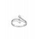 Sortija plata rodiada con forma de espiral con 3 circonitas