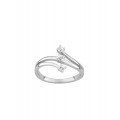 Sortija plata rodiada con forma de espiral con 3 circonitas