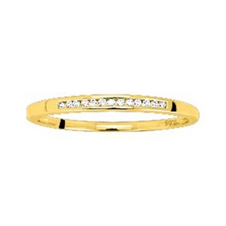 Meia aliança em ouro amarelo de 9K com 13 diamantes 0.06 ct