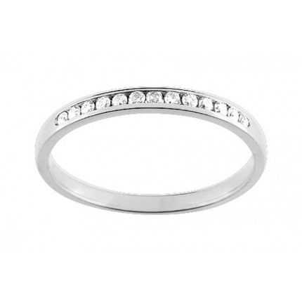 Media alianza oro blanco 9K 13 diamantes en carril 0.10 ct