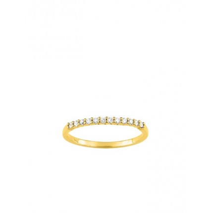 Meia aliança em ouro amarelo de 9K com 12 diamantes 0.13ct