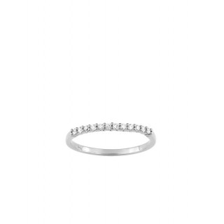Media de alianza oro blanco 9K con 12 circonitas en garras