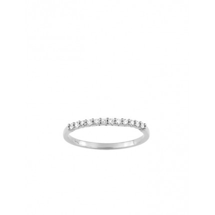 Media de alianza oro blanco 9K con 12 circonitas en garras