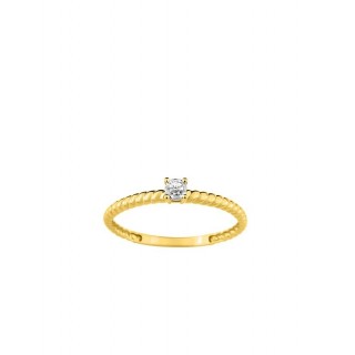Anillo solitario de oro bicolor 9K con diamantes 0.03 ct