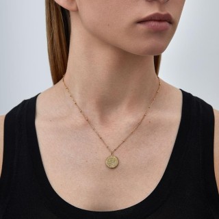 Collar de acero con círculo con cadenas de bolas 45+5 cm