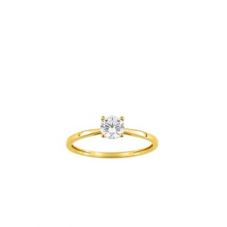 Anel em ouro amarelo de 9K com zircónias e garras