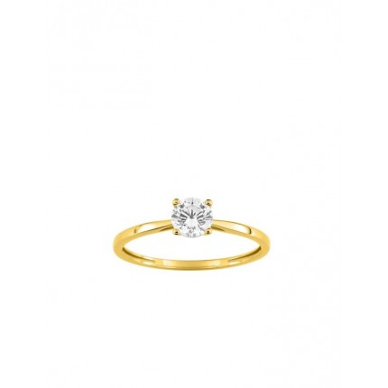 Anel em ouro amarelo de 9K com zircónias e garras