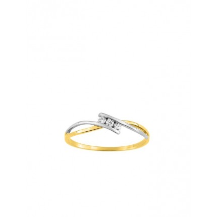 Anel em ouro amarelo de 9K com 3 zircónias