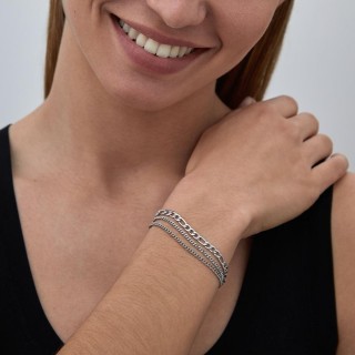 Pulseira dupla de em aço com fio 16+3 cm