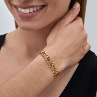 Pulseira em aço dourado com fios 16+3 cm