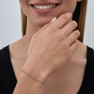 Pulseira de em aço com bolinhas de 16 cm