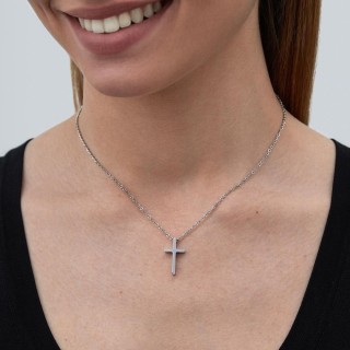 Colar de em aço com cruz de 40+5 cm