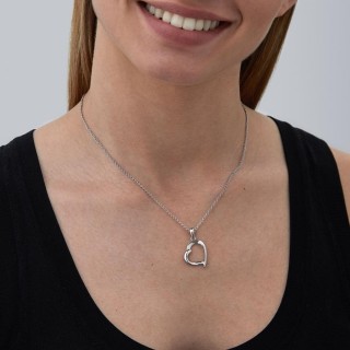 Colar de em aço com pendente de coração de 40+5 cm
