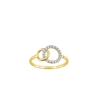 Anel de ouro bicolor 9k e zircónias