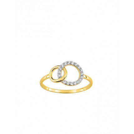 Anel de ouro bicolor 9k e zircónias