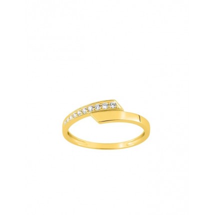 Anel em ouro amarelo de 9K com zircónias e design aberto