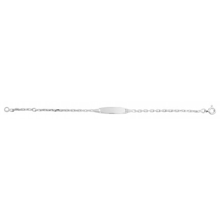Pulseira em prata lapidada para identificação bebê 13+2cm