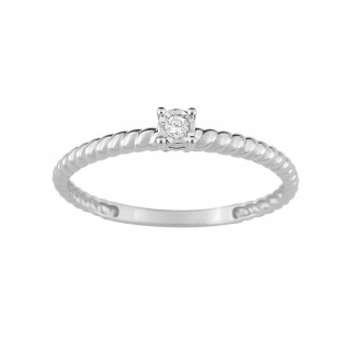 Anillo solitario de oro blanco 9K con diamantes 0.03 ct