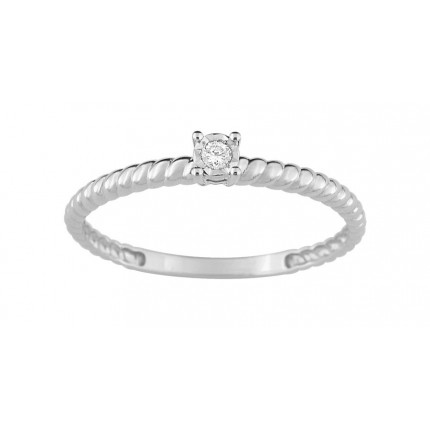 Anel em ouro branco de 9K com diamantes 0.03 ct