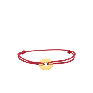 Pulseira em macramé com circulo em ouro amarelo Oro Vivo 