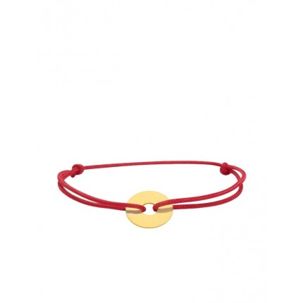 Pulseira em macramé com circulo em ouro amarelo Oro Vivo 