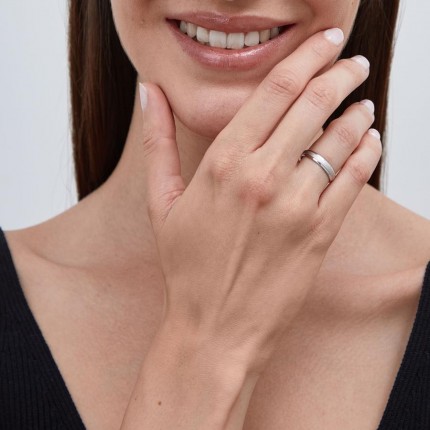 Alianza de oro blanco 18k lisa mate/brillo 4mm Oro Vivo