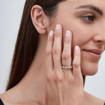 Aliança em ouro bicolor 18k lapidada 5mm Oro Vivo