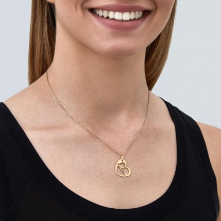Colar plaqueado a ouro Mamá com coração de 42+3cm
