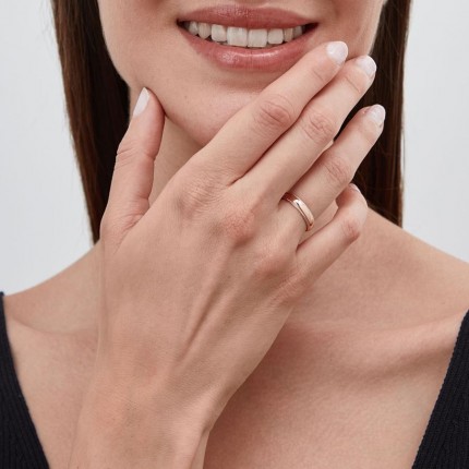 Alianza de oro rosa 18k lisa bordes labrados 4mm Oro Vivo