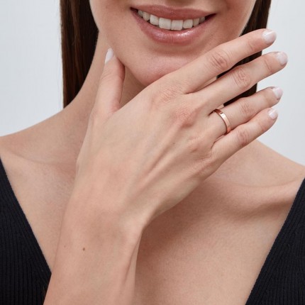 Aliança em ouro rosa 18k lisa confort 3mm Oro Vivo