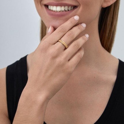 Alianza de oro amarillo 9k mate borde brillo 4,5 mm Oro Vivo