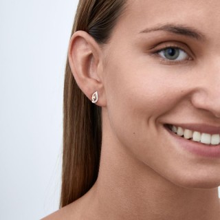 Pendientes de oro amarillo 18 K rodiado con circonitas