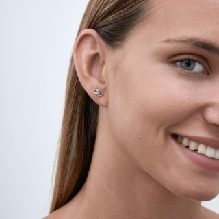 Brincos em ouro branco 18K o símbolo do infinito diamantes