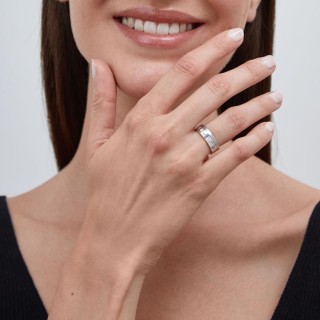 Alianza de oro blanco 18k y 8 diamantes 0.13ct 6mm Oro Vivo