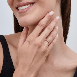 Aliança em ouro rosa 18k retângulos 2mm Oro Vivo