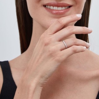 Aliança em ouro branco 9K lapidada de 2mm Oro Vivo