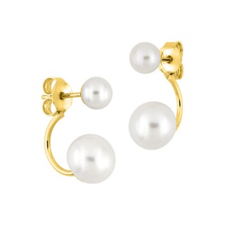 Brincos em ouro amarelo 9K com 2 pérolas 5-8 mm