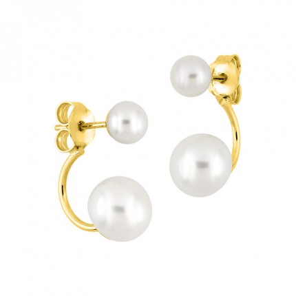 Brincos em ouro amarelo 9K com 2 pérolas 5-8 mm