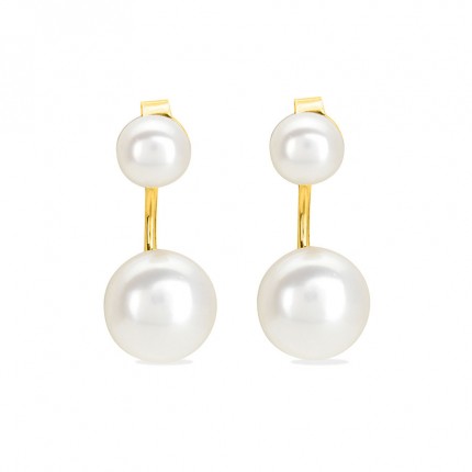 Pendientes de oro amarillo 9K con 2 perlas 5-8 mm