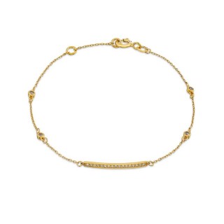 Pulsera de oro amarillo 9K 4 chatones con circonitas