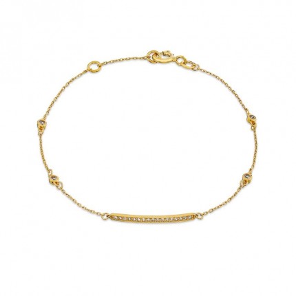 Pulseira em ouro amarelo 9K com 4 chatons e zircónias