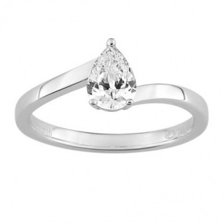 Anel Solitário Ouro Branco 18K Diamante Criado 0,45 CT