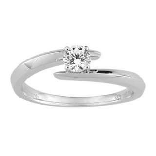 Anillo solitario en oro blanco 18K con diamante Creado 0.30 CT