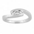 Anillo Oro Blanco 18K Trilogia Diamantes Creados 0.30 CT