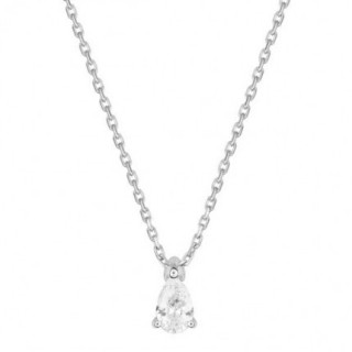 Colar Ouro Branco 18K Diamante Criado 0.50CT Com Formato de Pera